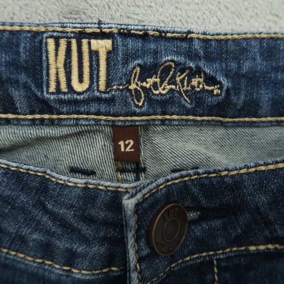 KUT from the Kloth Jeans Women's Size 12 Blue Mid-Rise Straight Denim 27" Inseam - Picture 11 of 16